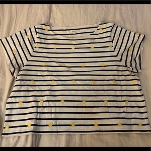 Madewell Boxy Striped Tee with Embroidered Sun Detail Size XL